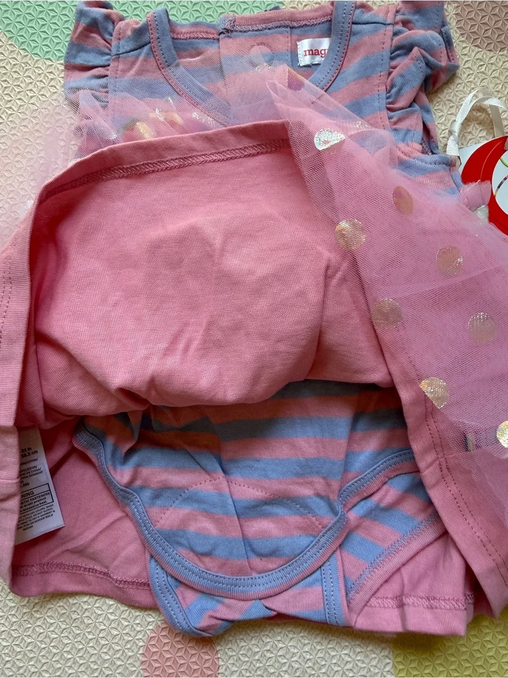 Magnetic Me Pink and Lavender Striped Baby Bodysuit